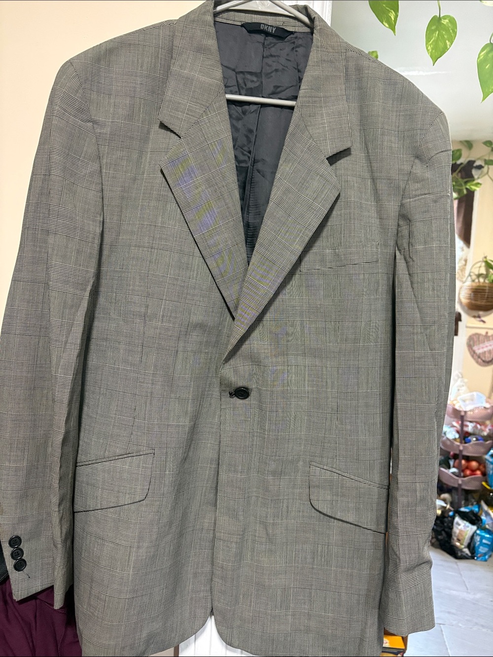 DKNY Men's Gray Glen Plaid Sport Coat Blazer